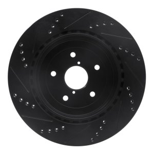 Subaru Impreza Brake Rotor (1) - Rear Right - R1 Concepts - Drilled & Slotted - Black - `05-`07